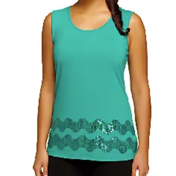 Joan Rivers Jersey Knit Cardigan & Sequin Tank Set  16170 - Picture 2 of 3